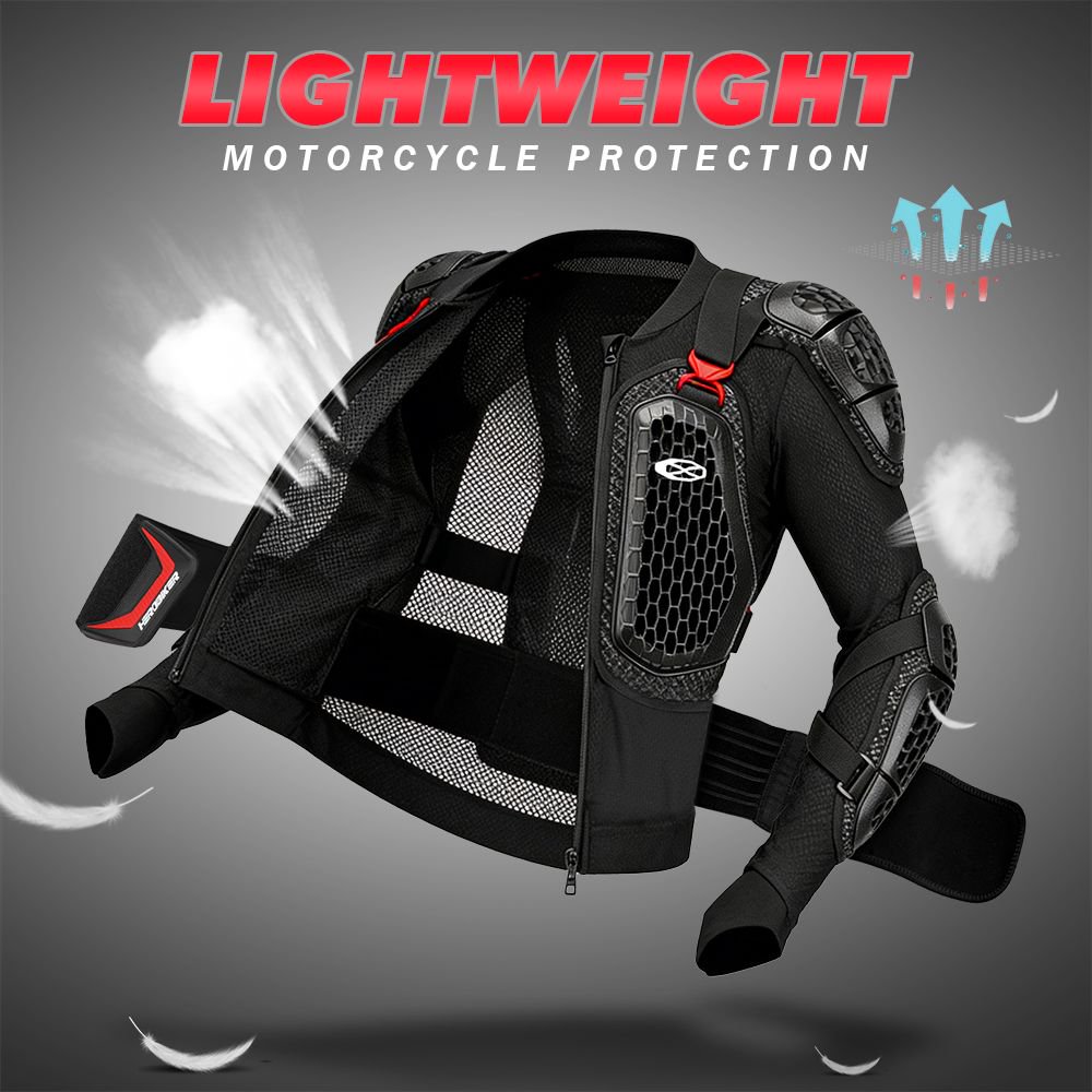 Motorcycle Gear Mens - เสื้อแจ็คเก็ตมอเตอร์ไซค์ระบายอากาศสำหรับฤดูร้อน ชุดเกราะป้องกันทั้งตัวสำหรับผู้ชาย เกราะป้องกันหน้าอกสำหรับขี่มอเตอร์ไซค์ อุปกรณ์ป้องกันสำหรับการแข่งรถวิบาก อุปกรณ์ป้องกันสำหรับขี่มอเตอร์ไซค์
