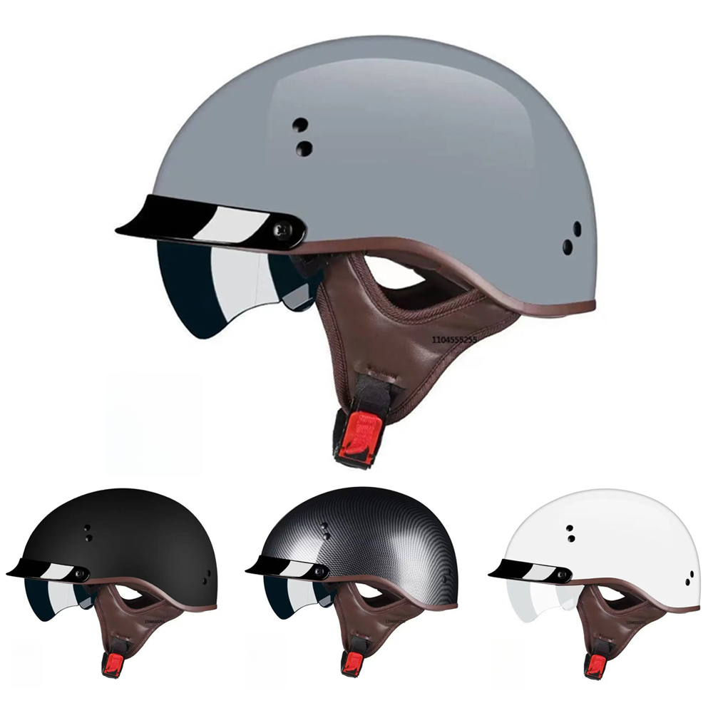 Motorcycle Gear Vintage - หมวกกันน็อคสำหรับรถจักรยานยนต์ ได้รับการรับรองมาตรฐาน DOT แบบวินเทจ เยอรมัน ครึ่งใบ
