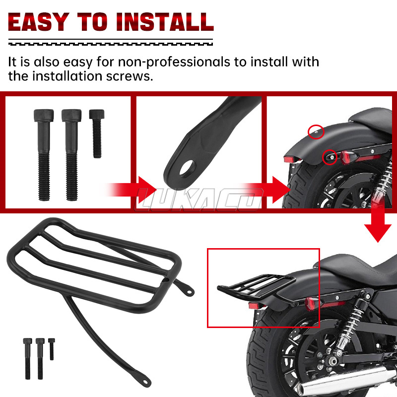 สีดำที่วางพนักพิงหลังเบาะเหล็ก - Motorcycle Gear Rack บทวิจารณ์และราคา