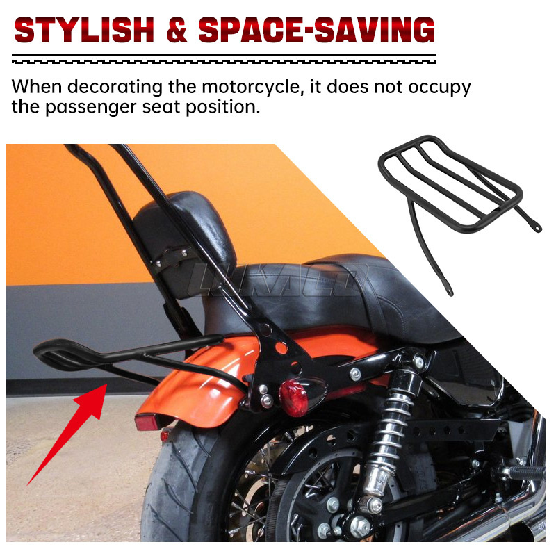 สีดำที่วางพนักพิงหลังเบาะเหล็ก - Motorcycle Gear Rack บทวิจารณ์และราคา